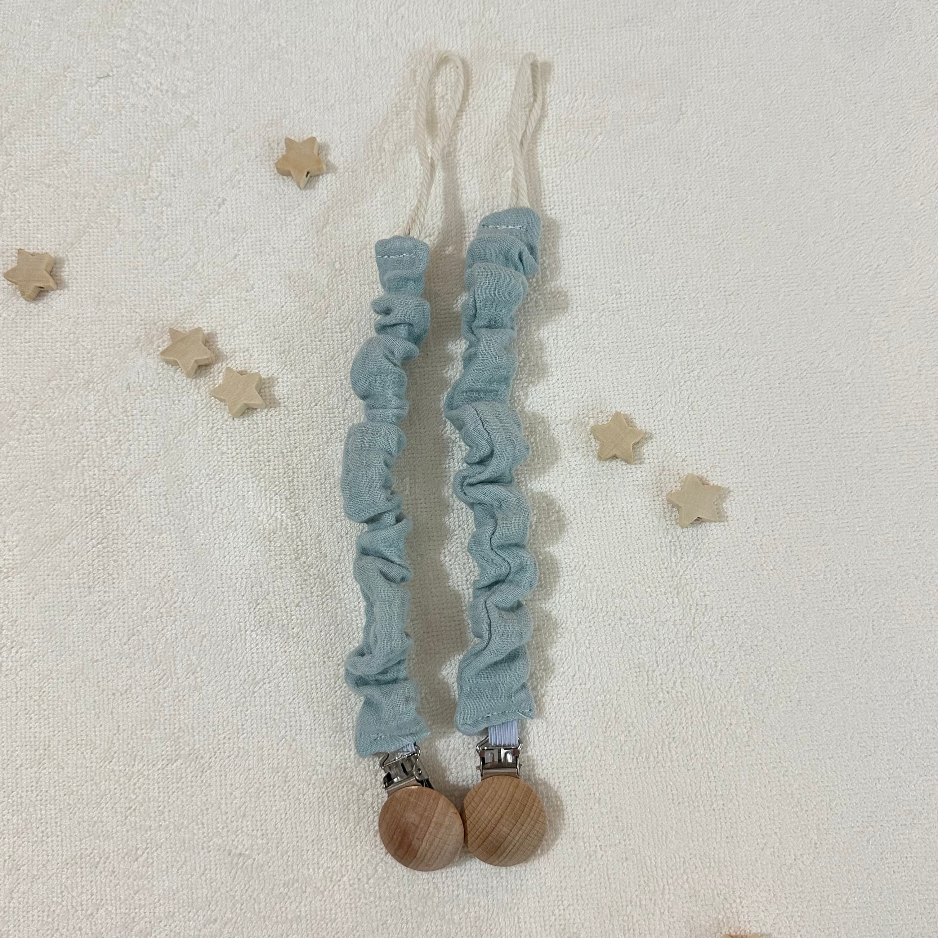 Catenelle porta ciuccio in mussola  con elastico