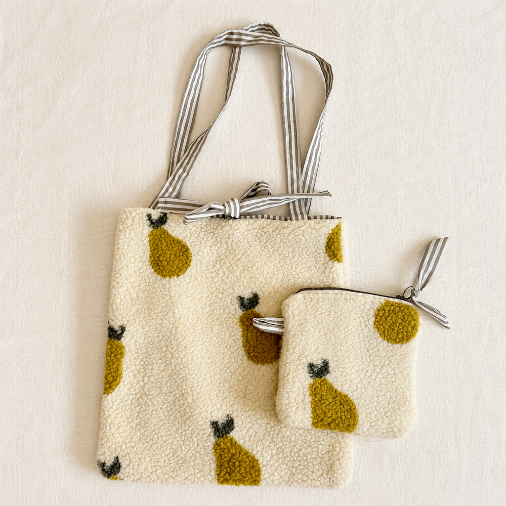 Shopper artigianale con pochette – Fantasia pere 🍐