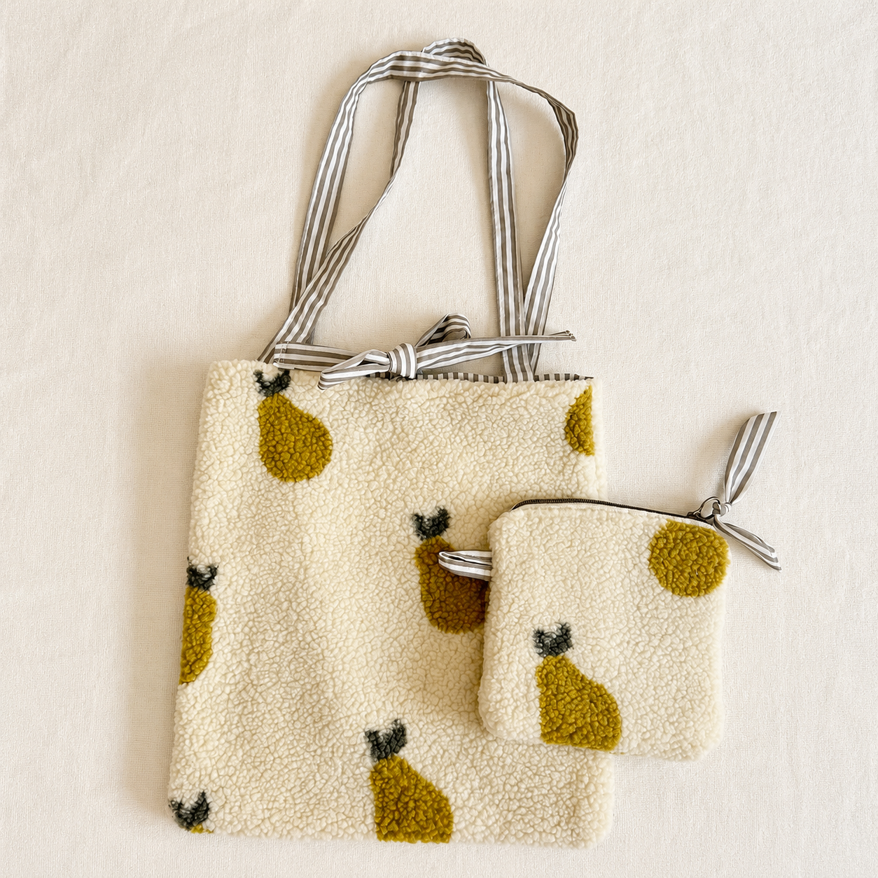 Shopper artigianale con pochette – Fantasia pere 🍐