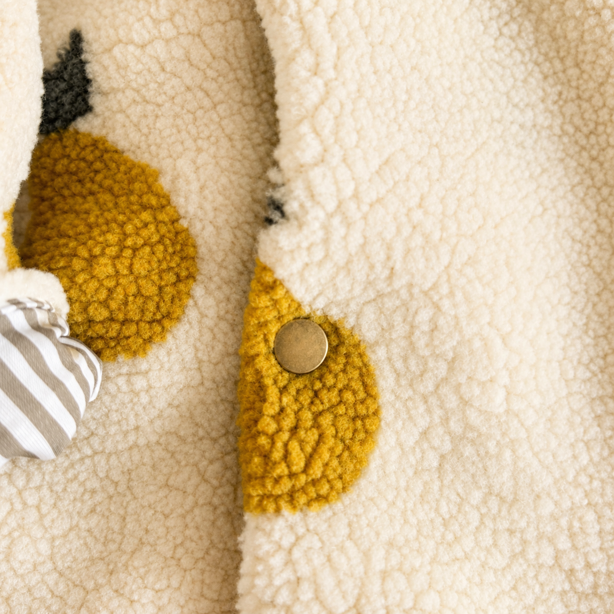 Giacca con cappuccio in teddy – fantasia pere 🍐