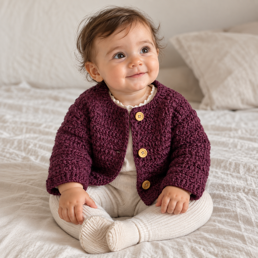 Cardigan in Lana all’Uncinetto
