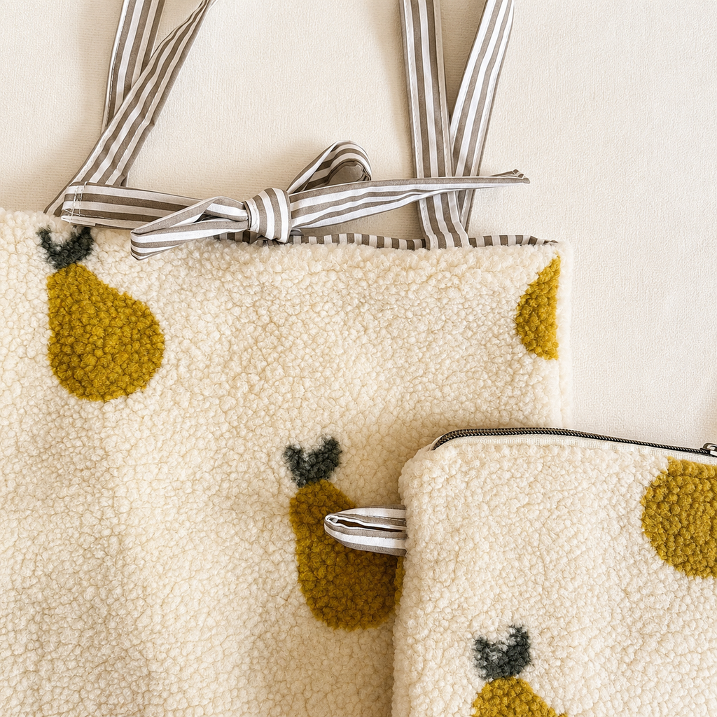 Shopper artigianale con pochette – Fantasia pere 🍐