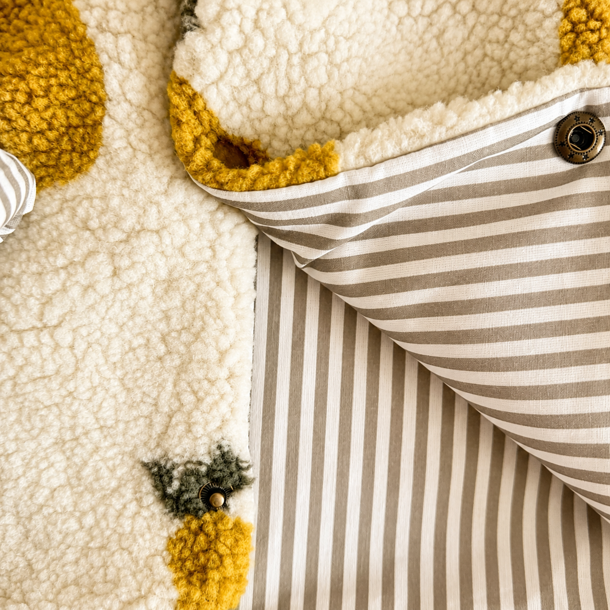 Giacca con cappuccio in teddy – fantasia pere 🍐
