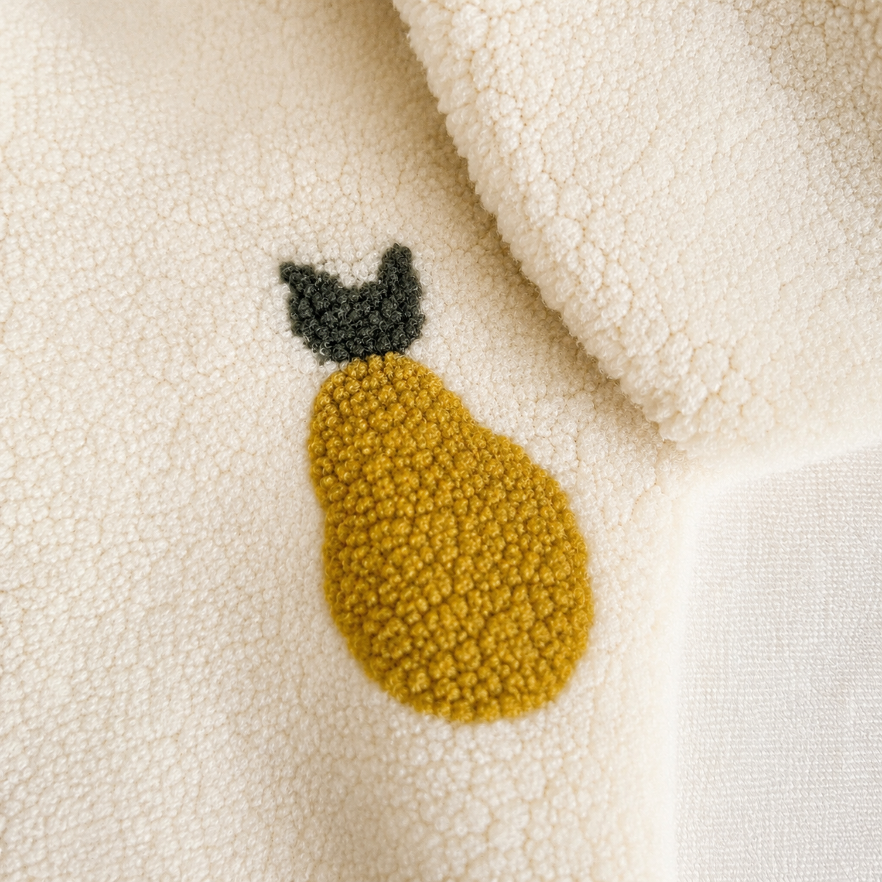 Giacca con cappuccio in teddy – fantasia pere 🍐