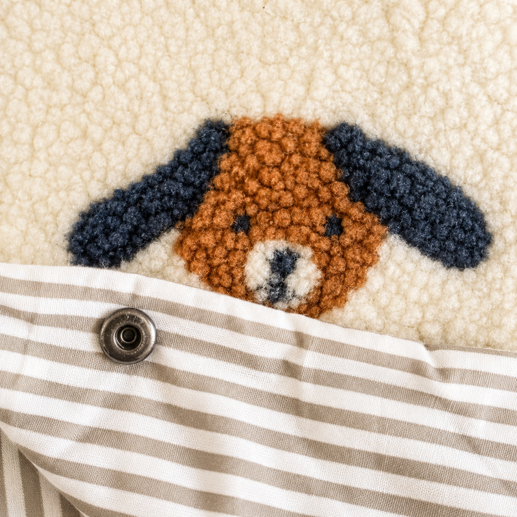 Giacca con cappuccio in teddy – fantasia cagnolino 🐶
