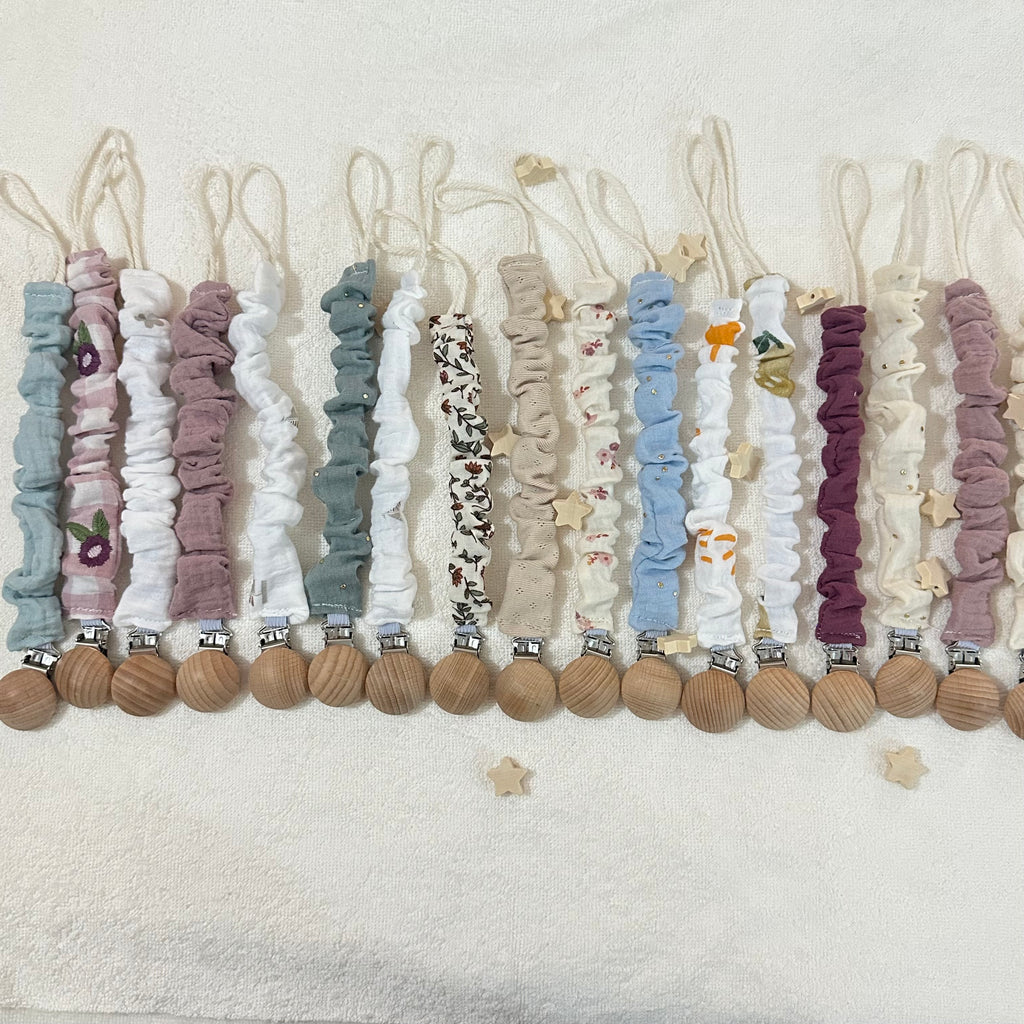 Catenelle porta ciuccio in mussola  con elastico
