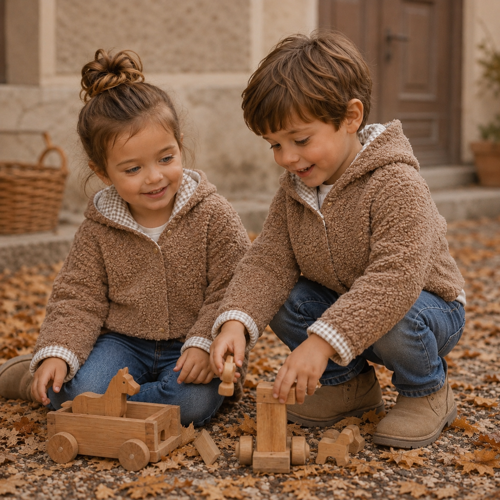 Giacca con cappuccio bouclé – Beige Nocciola