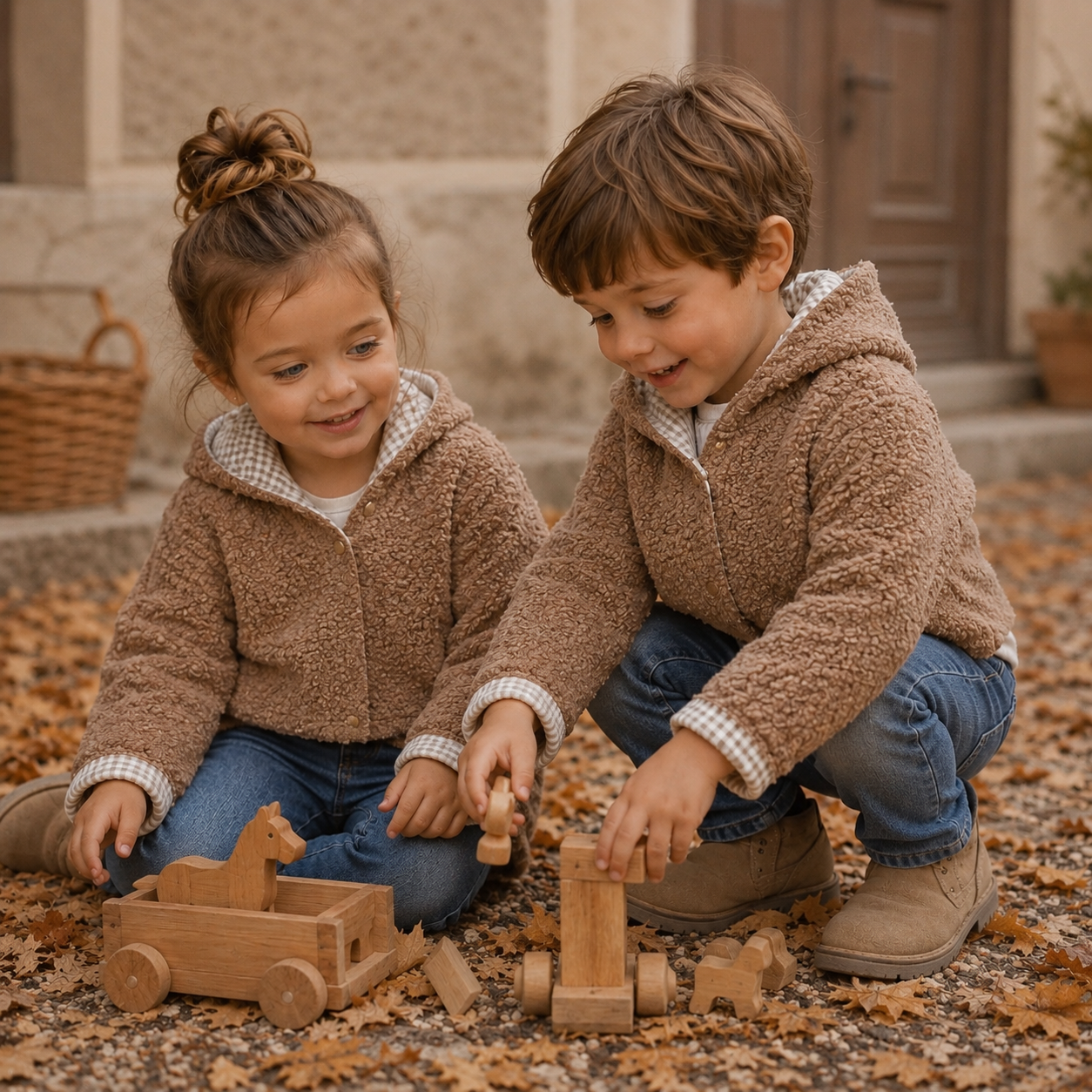 Giacca con cappuccio bouclé – Beige Nocciola
