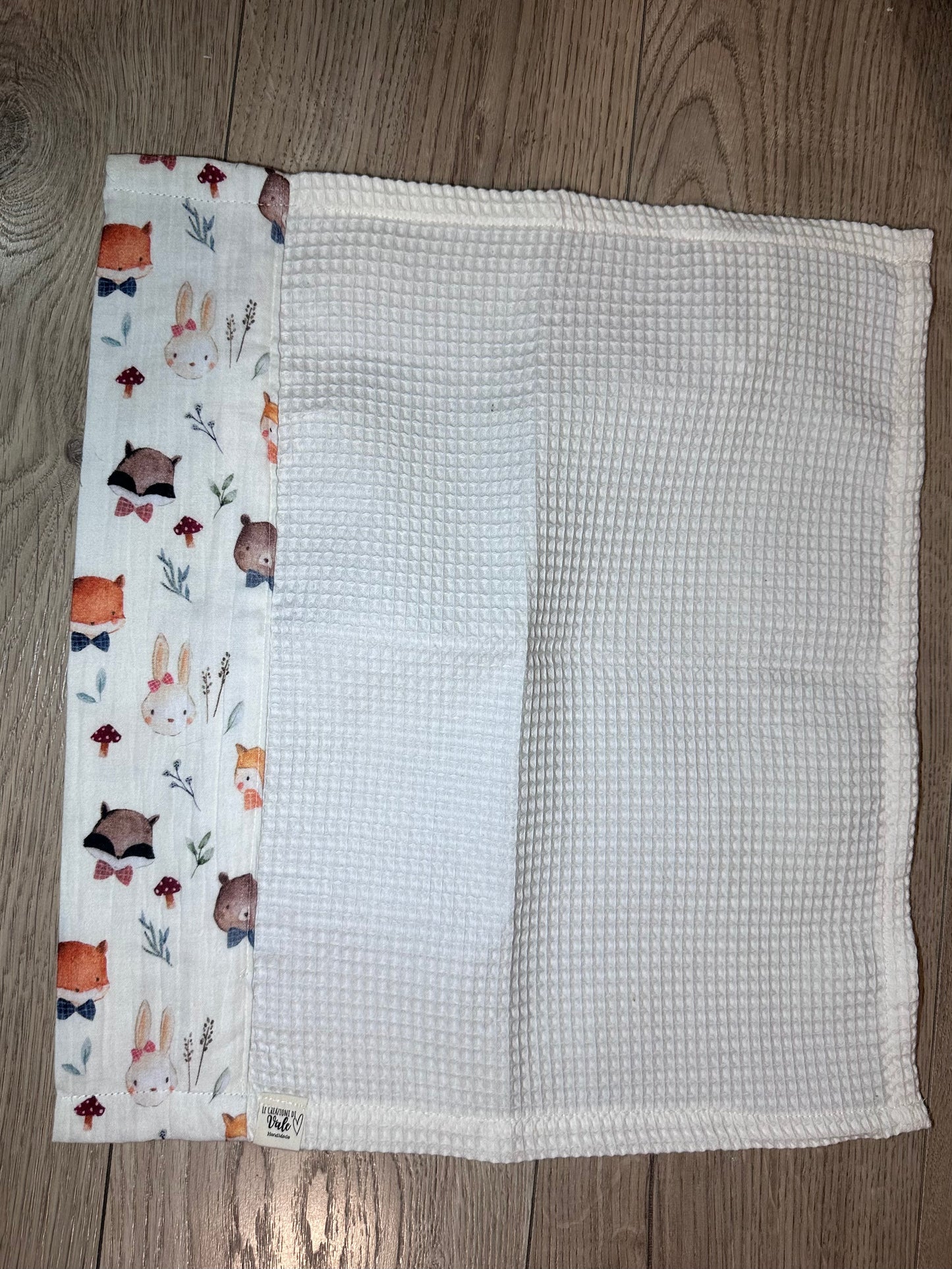 Asciugamani con inserto in mussola di cotone waffle beige