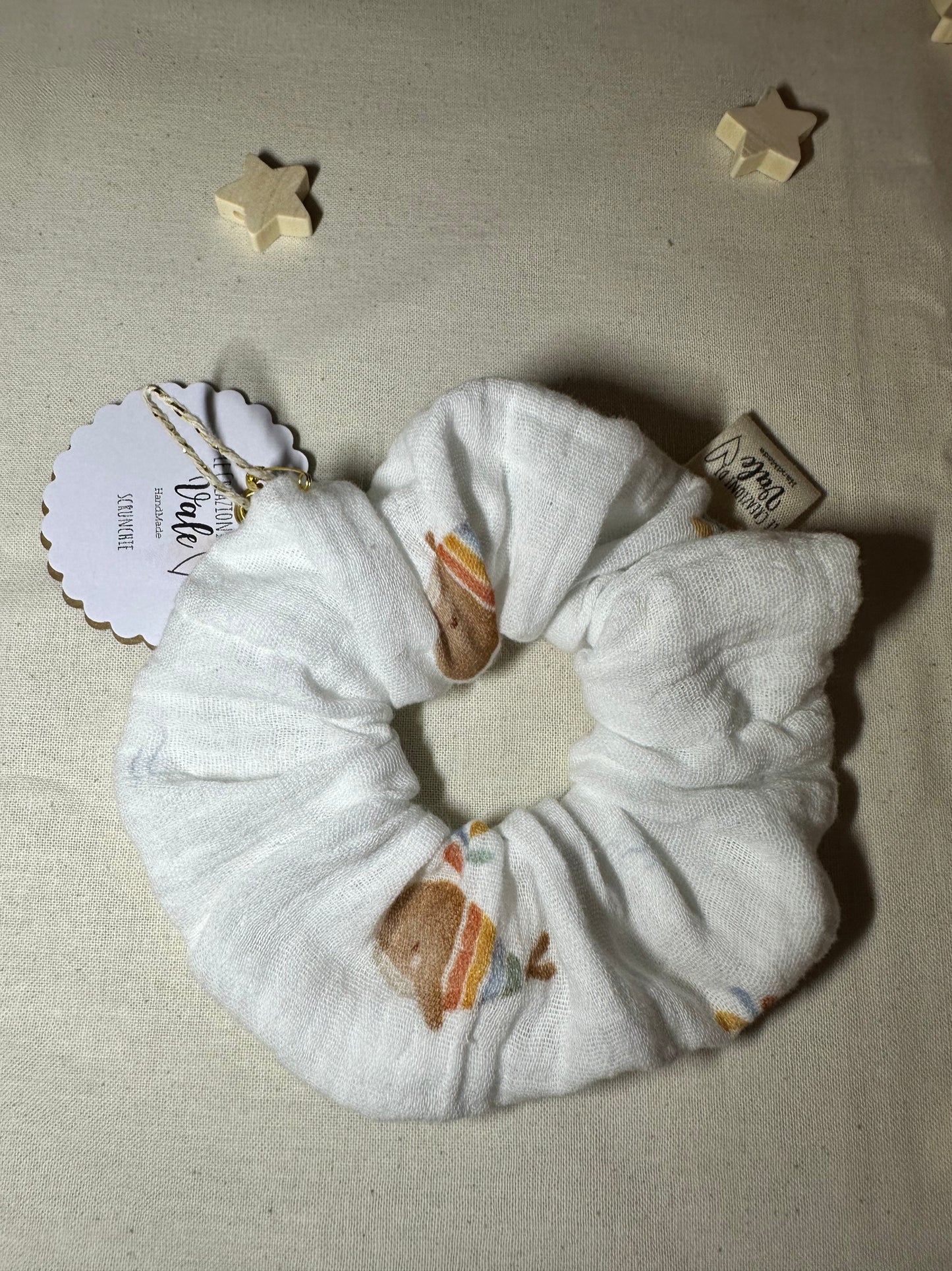 Scrunchie in mussola di cotone
